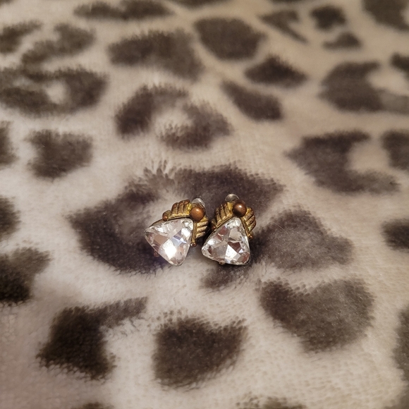 Angel Diamond Wings Christmas Earrings Triangle Jewelry - Picture 2 of 4